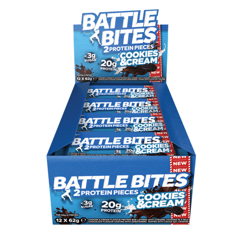 Battle Oats High Protein Battle Bites - Cookies & Cream (12x62g) - Musclehouse.dk