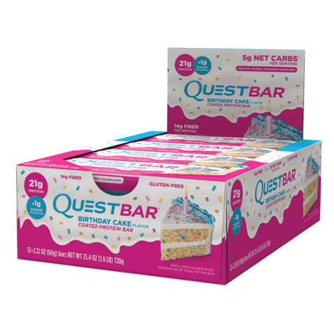 Quest Protein Bar Birthday Cake (12x60g) - Musclehouse.dk